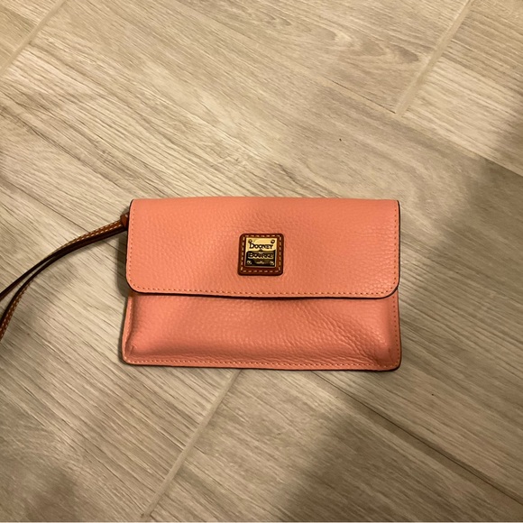 Dooney & Bourke Pink Leather Clutch with Gold Hardware
